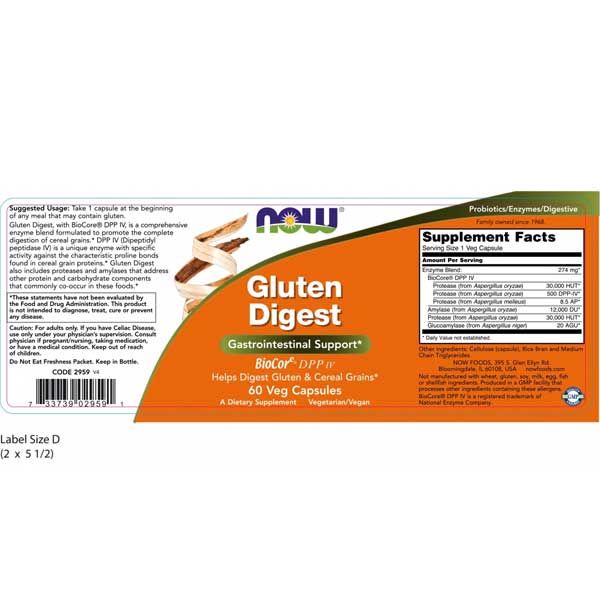 Now Gluten Digest 60 Veg Capsules