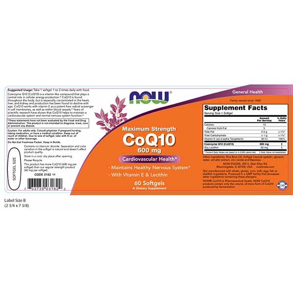 Now CoQ10 600mg 60 Softgels