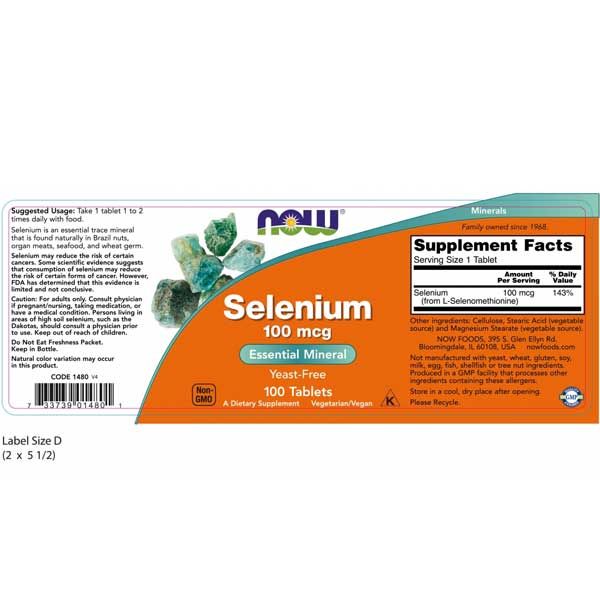 Now Selenium 100mcg 100 Tablets