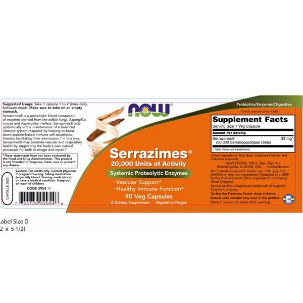 Now Serrazimes 20,000 Units Of Activity 90 Veg Capsules