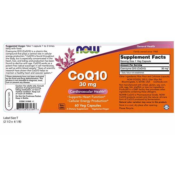 Now CoQ10 30mg 60 Veg Capsules