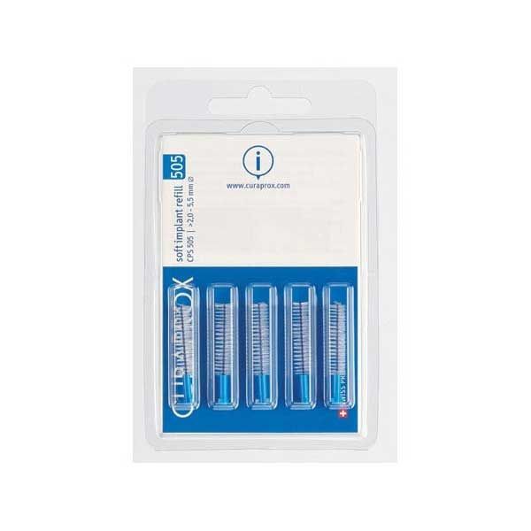Curaprox CPS 505 Implant Interdental Brush Blue Refill Packaging 5 pieces