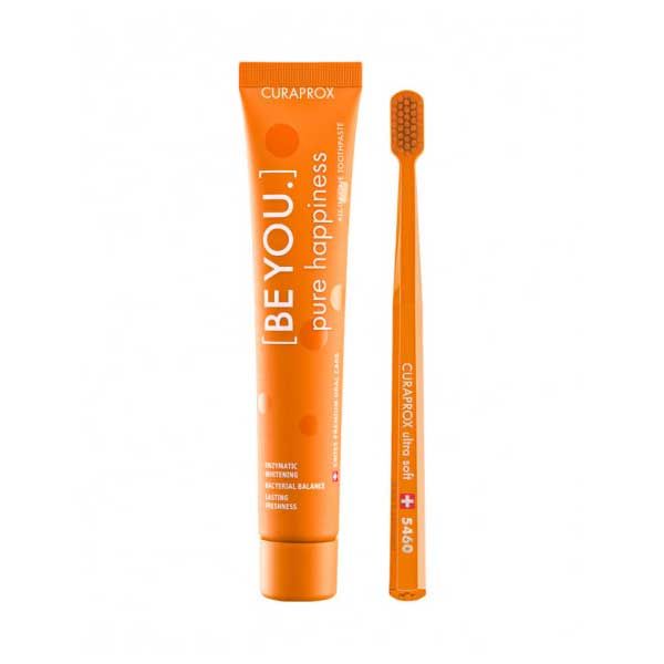 Curaprox [Be you.] Pure Happiness Mood Toothpaste 90ml & Orange Toothbrush CS5460 1pc