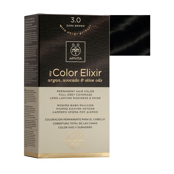 Apivita My Color Elixir Permanent Hair Color 3.0 Dark Βrown