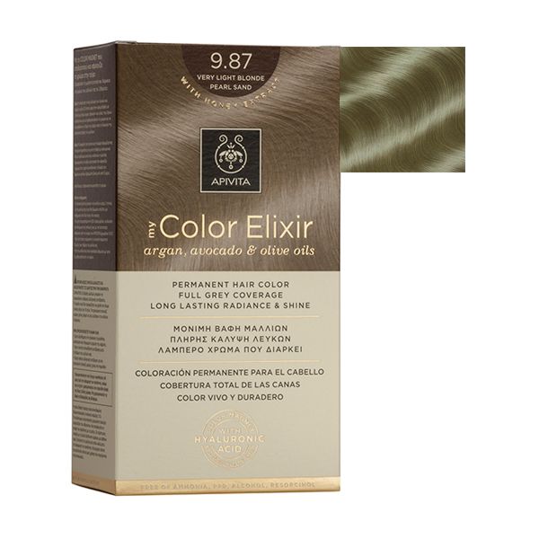 Apivita My Color Elixir Μόνιμη Βαφή Μαλλιών 9.87 Ξανθό Πολύ Ανοιχτό Περλέ Μπεζ