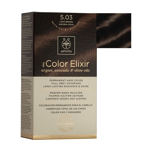 Apivita My Color Elixir Permanent Hair Color 5.03 Light Brown Natural Gold