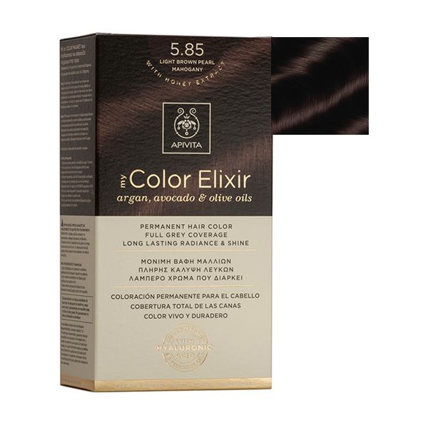 Apivita My Color Elixir Permanent Hair Color 5.85 Light Brown Pearl Mahogany