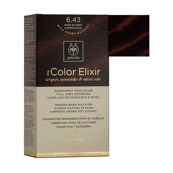 Apivita My Color Elixir Permanent Hair Color 6.43 Dark Blonde Copper Gold