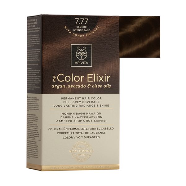 Apivita My Color Elixir Μόνιμη Βαφή Μαλλιών 7.77 Ξανθό Έντονο Μπεζ