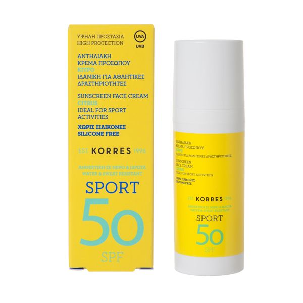 Korres Sport Sunscreen Face Cream SPF50 with Citrus Ideal for Athletes 50ml