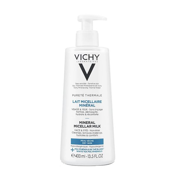 Vichy Purete Thermale Mineral Γαλάκτωμα Καθαρισμού & Ντεμακιγιάζ Micellaire Με Μεταλλικά Στοιχεία Για Ξηρό Δέρμα 400ml