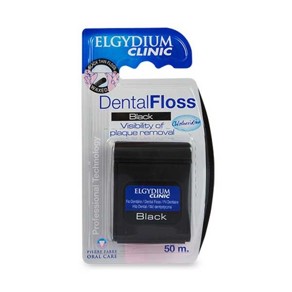 Elgydium Clinic Black Μαύρο Οδοντικό Νήμα Με Χλωρεξιδίνη 50m