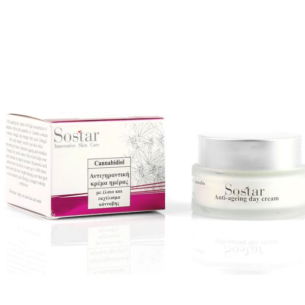 Sostar Cannabidiol Anti-Αgeing face cream with cannabis extract and cannabis oil 50ml