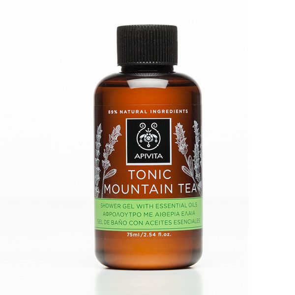Apivita Tonic Mountain Tea Shower Gel With Essential Oils Travel Size 75 ml