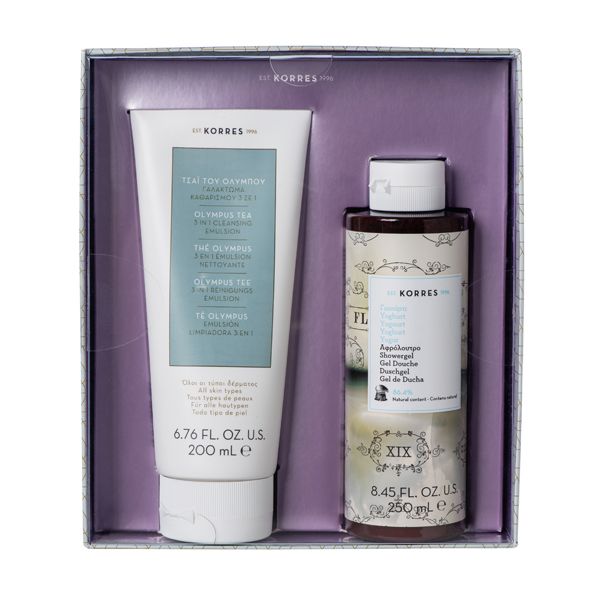 Korres Beauty Essentials Set Με Τσάι Του Ολύμπου Γαλάκτωμα Καθαρισμού Προσώπου 3 Σε 1 200ml & Αφρόλουτρο Γιαούρτι 250ml