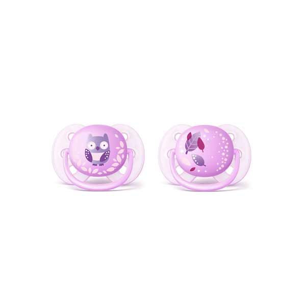 Avent Ultra Soft Silicone Pacifier 0-6m Purple 2pcs (SCF227/20)