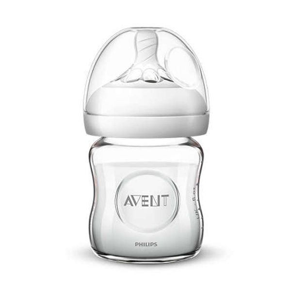 Avent Natural Γυάλινο Μπιμπερό Με Θηλή Σιλικόνη 0m+ 120ml