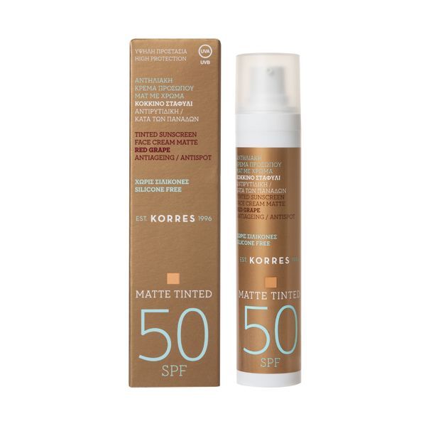 Korres Tinted Face Sunscreen Cream Red Grape Matte SPF50 50ml
