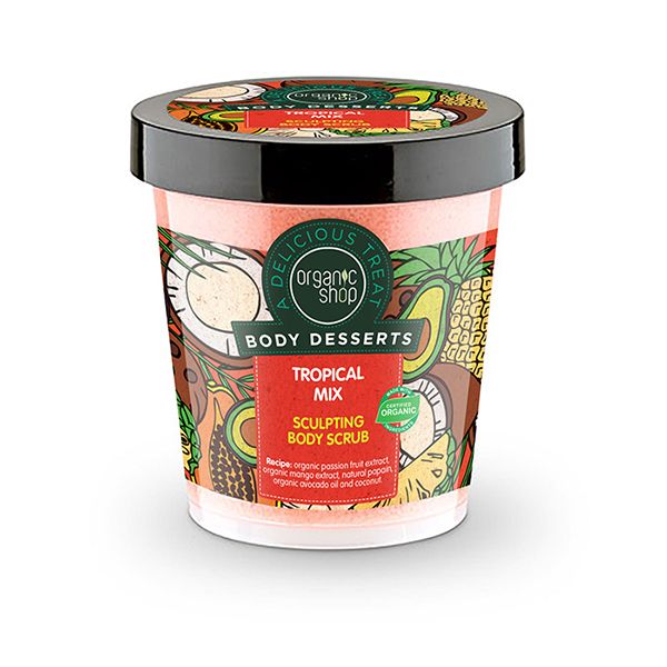 Organic Shop Body Desserts Tropical Mix Απολεπιστικό Σώματος Για Σμίλευση Με Άρωμα Τροπικών Φρούτων 450ml