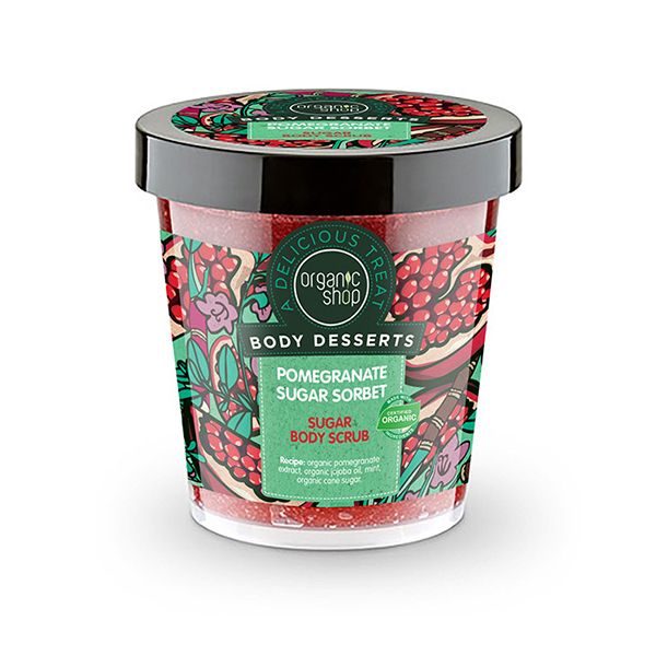 Organic Shop Body Desserts Pomegranate Sugar Sorbet Υγρό Απολεπιστικό Σώματος Με Ρόδι 450ml