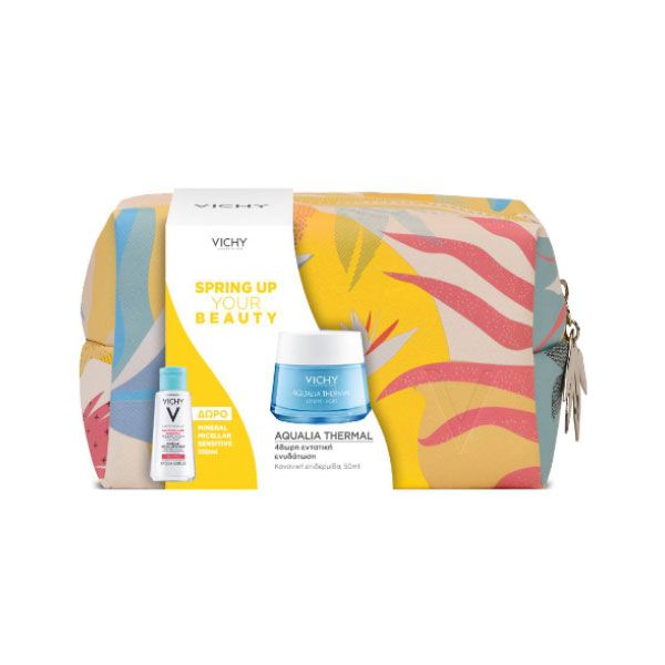 Vichy Set With Aqualia Thermal Rehydrating Light Cream For Normal/ Sensitive Skin 50ml & Gift Purete Thermale Mineral Micellar Water For Sensitive Skin 100ml