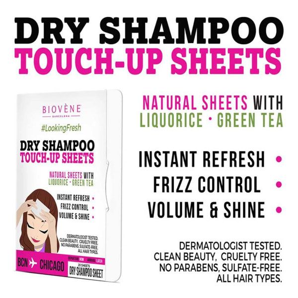 Biovene Dry Shampoo Touch-Up Sheets Ξηρό Σαμπουάν Σε Μαντηλάκια 20τμχ
