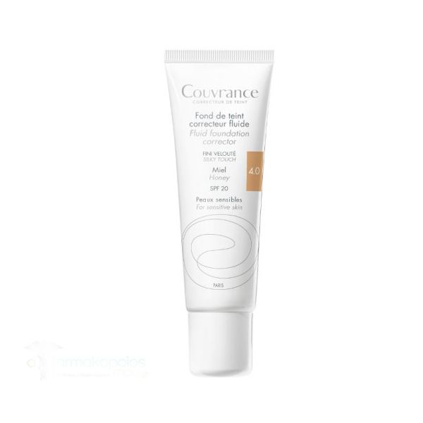 Avene Couvrance Fluid Foundation Corrector Oil Free For Sensitive Skin 04 Miel Spf20 30ml