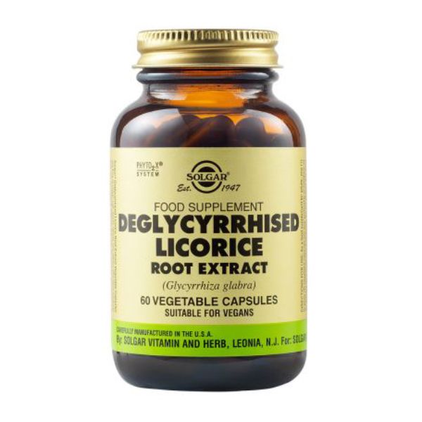 Solgar Deglycyrrhised Licorice Root Extract (Glycyrrhiza glabra) Ενισχυμένα Φυτικά Εκχυλίσματα 60 Veg. Caps