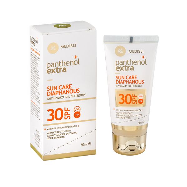 Panthenol Extra Sun Care Diaphanous Αόρατο Αντηλιακό Τζελ Προσώπου Spf30 50ml