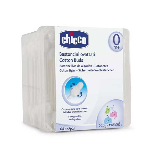 Chicco Cotton Buds with Eardrum Protection 0m+ 64pcs
