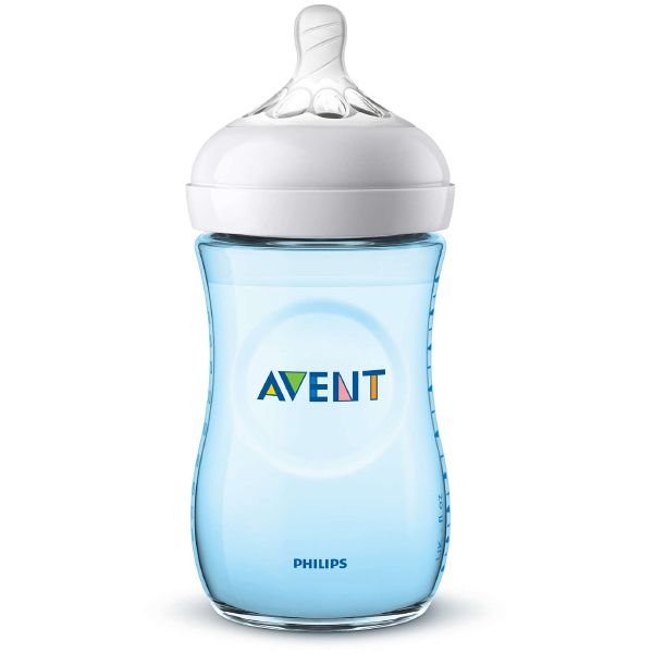 Avent Natural Plastic Baby Bottle Blue 1m+ 260ml