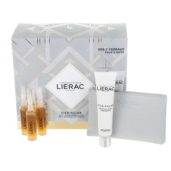 Lierac Cica-Filler Set Δώρου Με Αντιρυτιδικό Ορό Επανόρθωσης Προσώπου 3x10ml & Δώρο Αντιρυτιδική Κρέμα Επανόρθωσης Προσώπου Για Κανονικό/Ξηρό Δέρμα 40ml & Δερμάτινο Πορτοφόλι