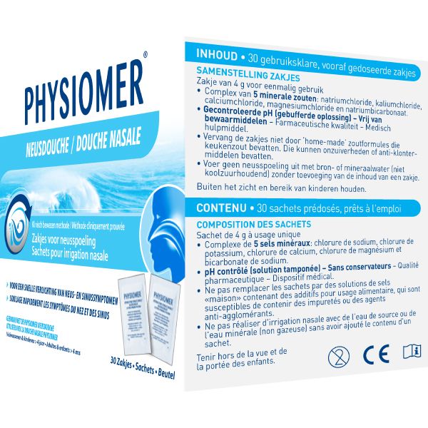 Physiomer Φακελλίσκοι Για Ρινικές Πλύσεις, Ενήλικες & Παιδιά 4+ 30τμχ
