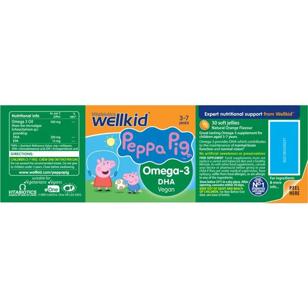 Vitabiotics Wellkid Peppa Pig Omega-3 Συμπλήρωμα Διατροφής Με Γεύση Πορτοκάλι Για Παιδιά 3-7 ετών 30 softgels