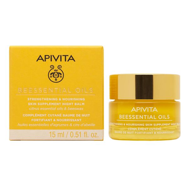 Apivita Beessential Oils Balm Προσώπου Νυκτός, Ενδυνάμωσης & Θρέψης 15ml