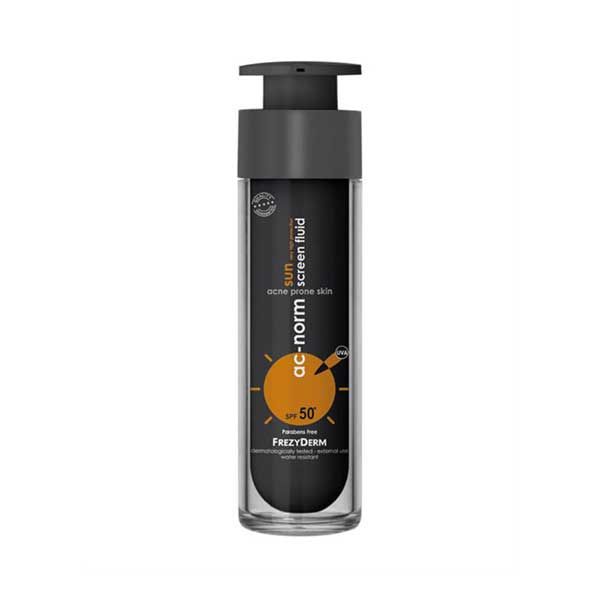 Frezyderm Ac-Norm Sunscreen Fluid Αντηλιακή Υγρή Κρέμα Προσώπου Μαύρης Χρώσης Για Ακνεϊκό Δέρμα Spf50+ 50ml