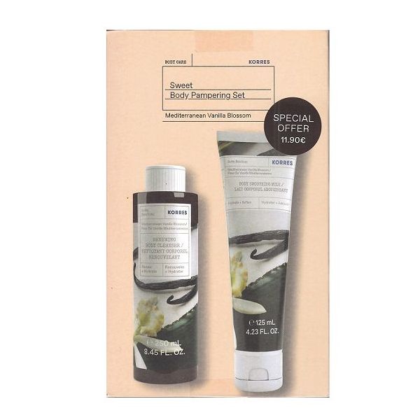 Korres Mediterranean Vanilla Blossom Set with Vanilla Flowers Shower Gel 250ml & Vanilla Flowers Body Lotion 125ml
