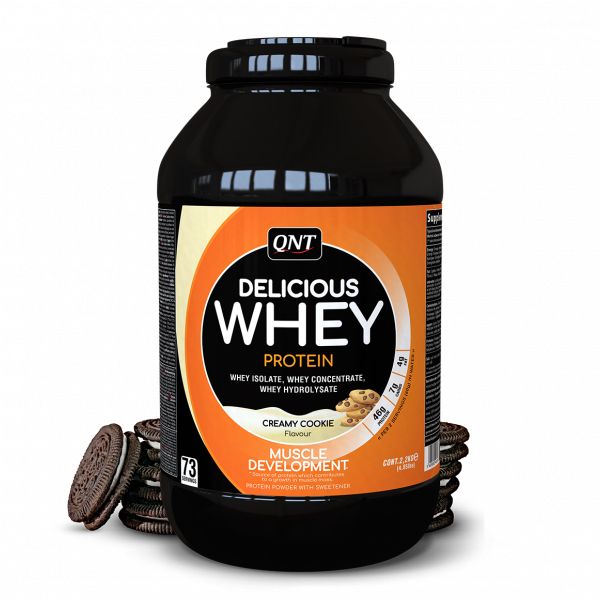 QNT Delicious Whey Protein Powder Για Μυϊκή Ανάπτυξη Με Γεύση Cookies & Cream 2.2kg