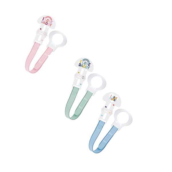 Mam Clip It! Pacifier Clip "I Love Mummy & Daddy" 0m+ 2pcs