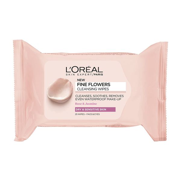 L'Oreal Paris Fine Flowers Μαντηλάκια Καθαρισμού & Ντεμακιγιάζ Για Ξηρή/Ευαίσθητη Επιδερμίδα 25τμχ