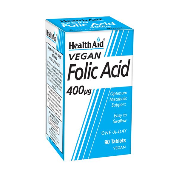 Health Aid Folic Acid 400μg Απαραίτητο Κατά Την Εγκυμοσύνη Vegan 90 Ταμπλέτες