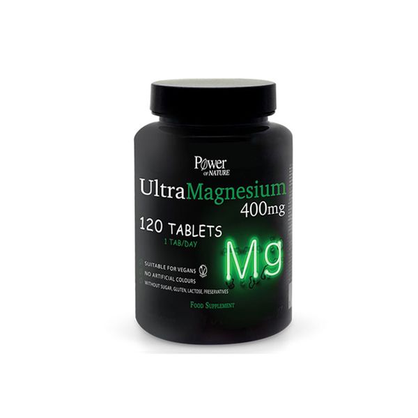 Power Nature UltraMagnesium Συμπλήρωμα Διατροφής Μαγνησίου για Φυσιολογική Λειτουργία του Μυϊκού & Νευρικού Συστήματος 400mg 120 Ταμπλέτες
