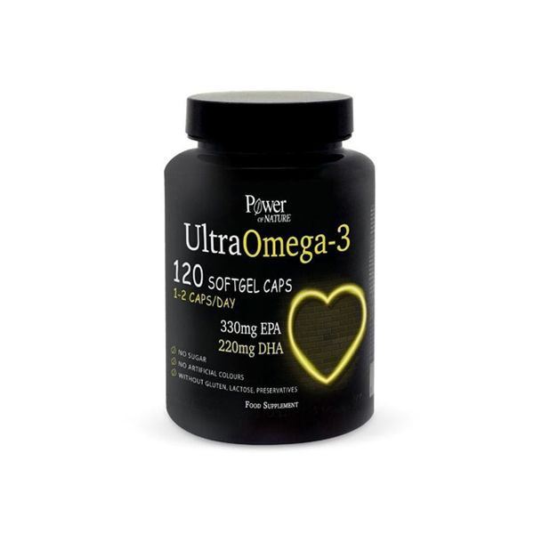 Power Of Nature Ultra Omega-3 Συμπλήρωμα Διατροφής με Ω3 Λιπαρά Οξέα για την Υγεία της Καρδιάς του Εγκεφάλου & της Όρασης 120softgels