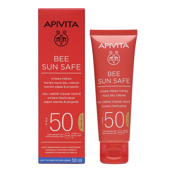 Apivita Bee Sun Safe Αντηλιακή Ενυδατική Κρέμα-Τζελ Προσώπου Με Χρώμα Με Θαλάσσια Φύκη & Πρόπολη Spf50 50ml