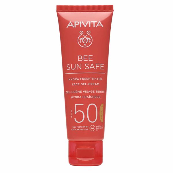 Apivita Bee Sun Safe Αντηλιακή Ενυδατική Κρέμα-Τζελ Προσώπου Με Χρώμα Με Θαλάσσια Φύκη & Πρόπολη Spf50 50ml