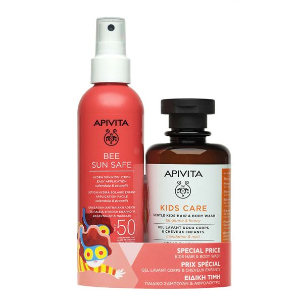 Apivita Set with Bee Sun Safe Hydra Kids Lotion SPF 50 200 ml and Gentle Hair and Body Wash 250 ml