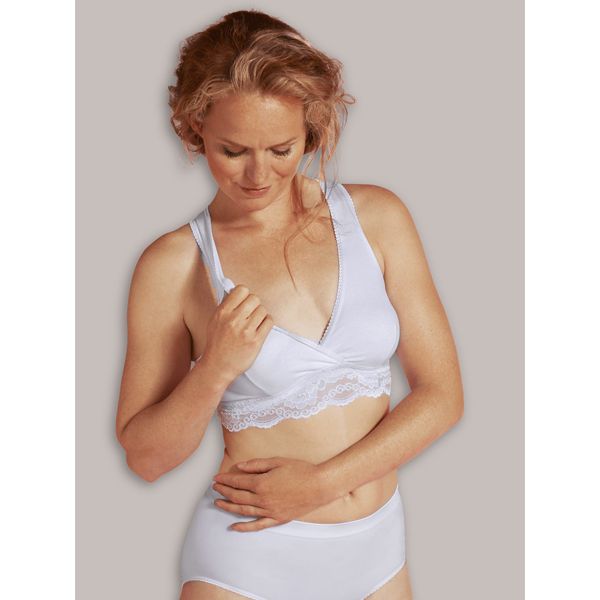 Carriwell Crossover Sleeping & Nursing Bra Δαντελένιο Σουτιέν Εγκυμοσύνης & Θηλασμού Λευκό L