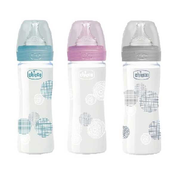 Chicco Well-Being Glass Bottle Silicone Teat Normal Flow 0m+ 240ml