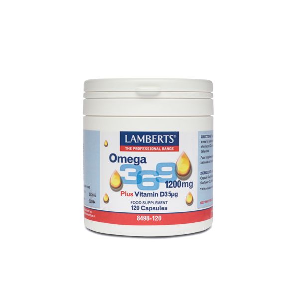 Lamberts Omega 3-6-9 1200mg Με προσθήκη 5µg Βιταμίνης D3 120 κάψουλες