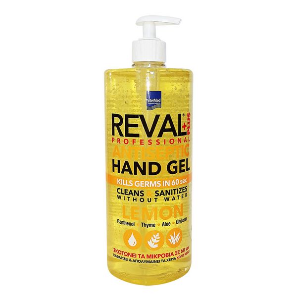 Reval Plus Antiseptic Hand Gel Αλκοολούχος Αντισηπτική Γέλη με Άρωμα Λεμόνι 1000 ml